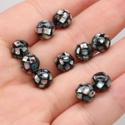5PC Natural Abalone Shell Round Beads Mosaic Stitching Ball Loose Beads for DIY Handmade Necklace Bracelet Making Jewelry 8/12mm