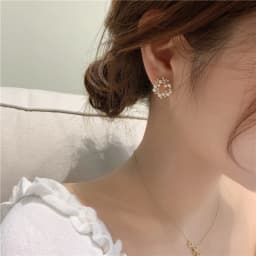Korean New Colorful Rhinestone Wreath Stud Earrings Sweet Flower Crystal Pearl Brincos Women Party Birthday Jewelry Gift