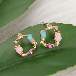 Korean New Colorful Rhinestone Wreath Stud Earrings Sweet Flower Crystal Pearl Brincos Women Party Birthday Jewelry Gift
