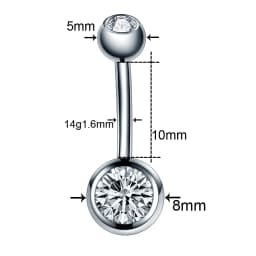 1Pc Titanium Navel Piercing Jewelry Gems Belly Button Piercing Ombligo External Thread Ear Piercer Navel Earring Women 6/8/10/12