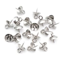 30pcs Stainless Steel Metal Gold Tone Screw Eyes Bails Top Drilled Beads End Caps Pendant DIY Charms Connectors Jewelry Findings