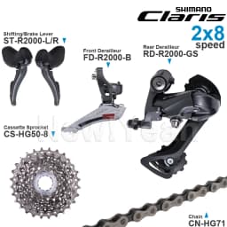 SHIMANO CLARIS R2000 2x8 Speed Groupset ST-R2000 FD-R2000 RD-R2000 and CS-HG50-8 Cassette CN-HG71 Chains Original