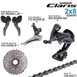 SHIMANO CLARIS R2000 2x8 Speed Groupset ST-R2000 FD-R2000 RD-R2000 and CS-HG50-8 Cassette CN-HG71 Chains Original