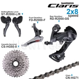 SHIMANO CLARIS R2000 2x8 Speed Groupset ST-R2000 FD-R2000 RD-R2000 and CS-HG50-8 Cassette CN-HG71 Chains Original