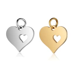 10Pcs/Lot Stainless Steel Heart Charms DIY Necklace Bracelet Hand Jewelry Making Findings Wholesale