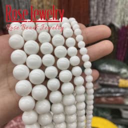 Natural White Agates Beads White Onyx Smooth Spacer Round Stone Beads For Jewelry Making Accessories 4 6 8 10 12mm 15'' Strand
