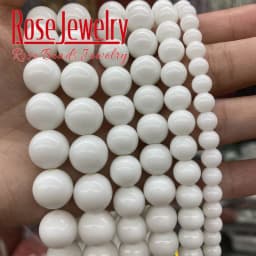 Natural White Agates Beads White Onyx Smooth Spacer Round Stone Beads For Jewelry Making Accessories 4 6 8 10 12mm 15'' Strand