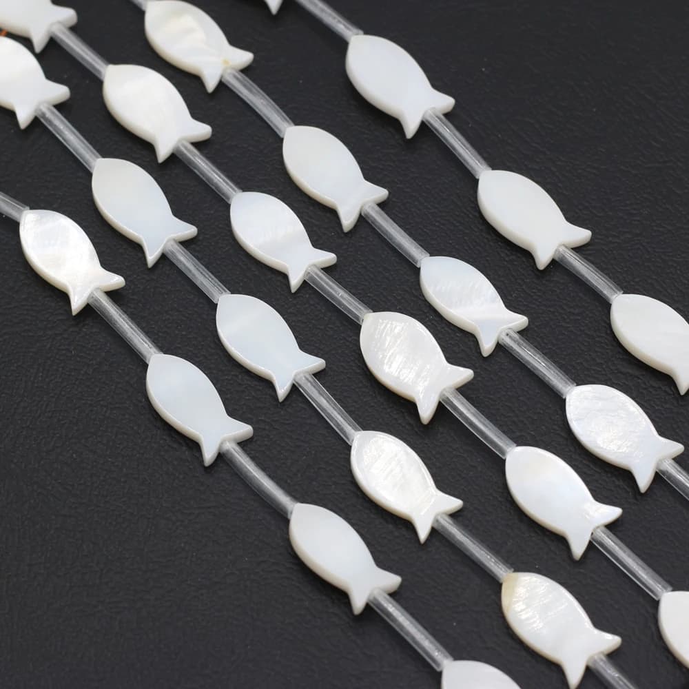 Natural white freshwater shell mother-of-pearl fish-shaped loose spacer beads jewelry making DIY bracelet necklace accessories