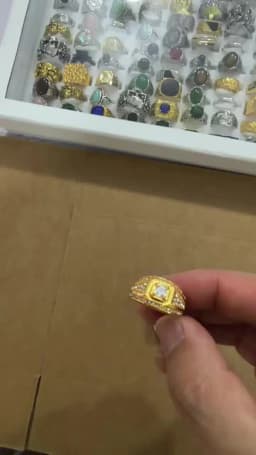 Classic Men's Ring Gold Plated Color Domineering Square Cut White Zircon Wedding Business Finger Ring for Men Fashion Jewelry