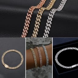 TUHE 6mm 8mm Miami Cuban Chain Bracelet for Men Women Hip Hop 5A Cubic Zirconia Iced Out Jewelry
