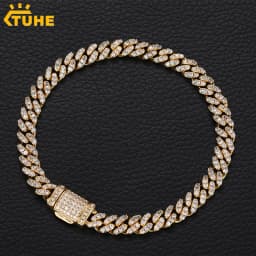TUHE 6mm 8mm Miami Cuban Chain Bracelet for Men Women Hip Hop 5A Cubic Zirconia Iced Out Jewelry