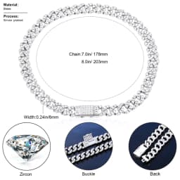 TUHE 6mm 8mm Miami Cuban Chain Bracelet for Men Women Hip Hop 5A Cubic Zirconia Iced Out Jewelry