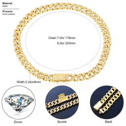 TUHE 6mm 8mm Miami Cuban Chain Bracelet for Men Women Hip Hop 5A Cubic Zirconia Iced Out Jewelry