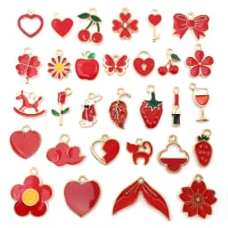 Mix 10pcs Pink Red Blue Enamel Animals Flowers Unicorn Crown Series Charms Pendant DIY Necklace Earrings Jewelry Making