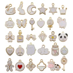 Mix 10pcs Pink Red Blue Enamel Animals Flowers Unicorn Crown Series Charms Pendant DIY Necklace Earrings Jewelry Making