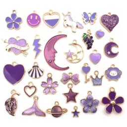 Mix 10pcs Pink Red Blue Enamel Animals Flowers Unicorn Crown Series Charms Pendant DIY Necklace Earrings Jewelry Making
