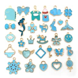Mix 10pcs Pink Red Blue Enamel Animals Flowers Unicorn Crown Series Charms Pendant DIY Necklace Earrings Jewelry Making