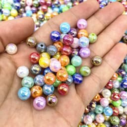 6 8 10mm AB Color Plating Acrylic Beads Loose Spacer Round Garment Jewelry Making DIY #RoLi