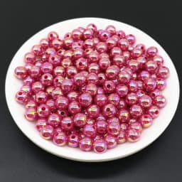 6 8 10mm AB Color Plating Acrylic Beads Loose Spacer Round Garment Jewelry Making DIY #RoLi