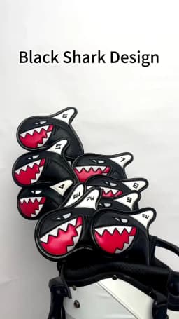New White Black Sea Shark Golf Irons Head Covers PU Leather Golf Clubs Iron Set Headcover #4-9PAS for Man Women