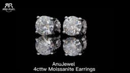 AnuJewel 2ct D Color Moissanite 925 Sterling Silver Stud Earrings for Women With Cert Certificate Custom Earrings