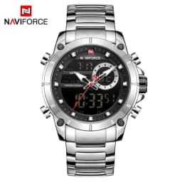 Luxury Brand NAVIFORCE Sport Watches For Men Fashion Gold Quartz WristWatch Steel Band Digital Chronograph Waterproof Clock 9163