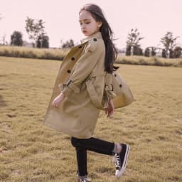 2026 Spring Autumn Cotton Teen Girls Long Trench Coats New Fashion England Style Windbreaker Jacket For Girls Children Clothing