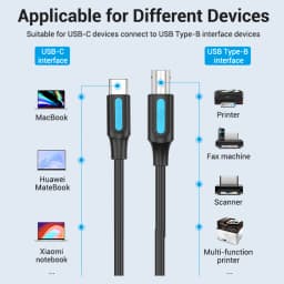 Vention USB C to USB Printer Cable for MacBook Pro Scanner Fax Machine HP Canon Dell Samsung Printer Type C 2.0 Printing Cord