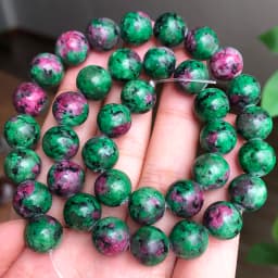 Natural Stone Epidote Rubys Zoisite Beads Round Loose Spacer Beads For Jewelry Making Necklace DIY Bracelet 15"Inch 6 8 10 12mm