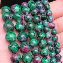 Natural Stone Epidote Rubys Zoisite Beads Round Loose Spacer Beads For Jewelry Making Necklace DIY Bracelet 15"Inch 6 8 10 12mm