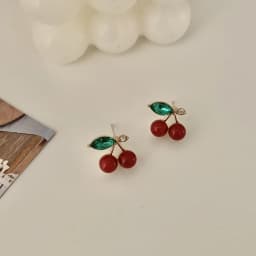 Korean Fashion Fresh Cherry Clip Earrings Lovely Creative Small Red Cherry Earclip Earrings Without Ear Hole for Female Women