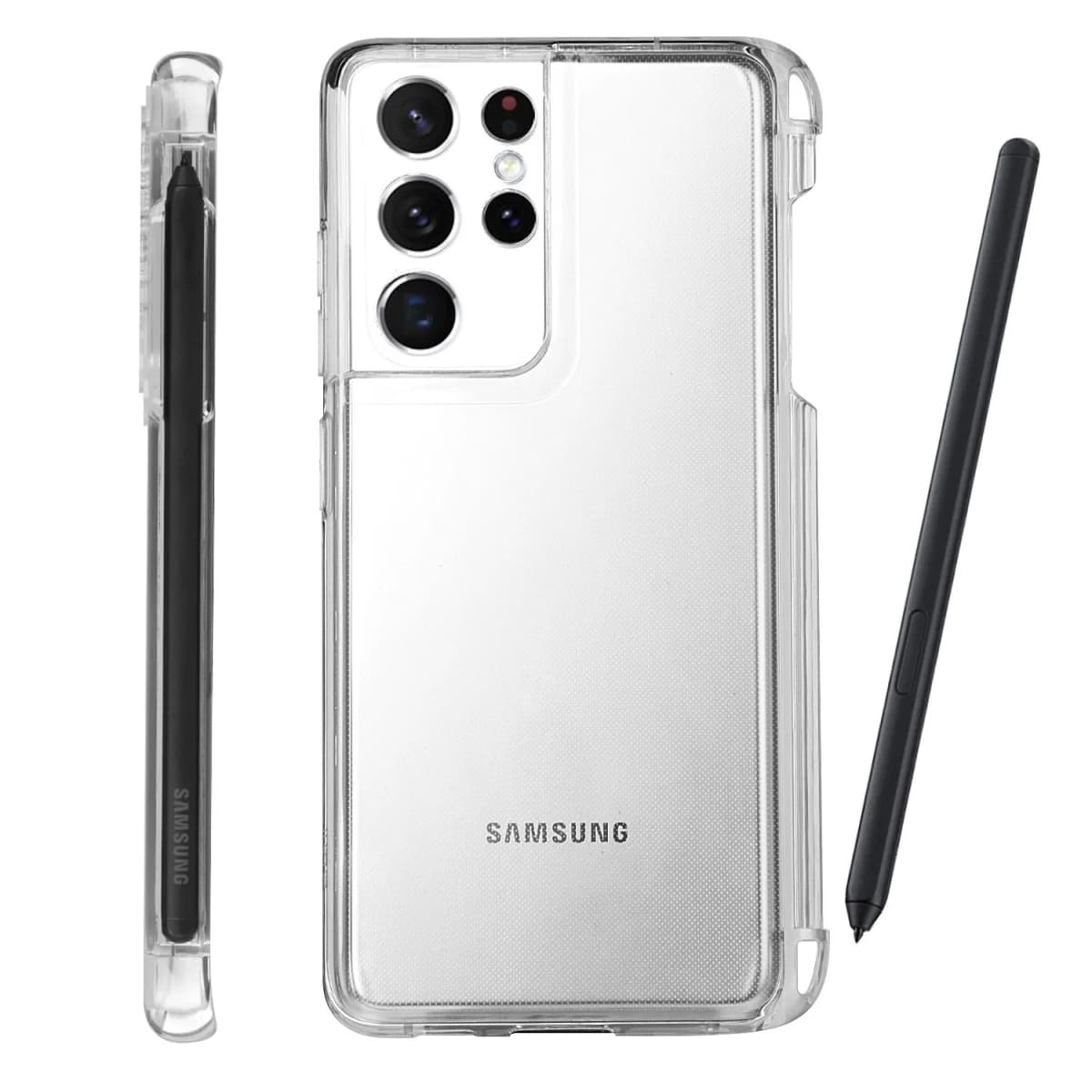 Fashion pen slot transparent case for Samsung Galaxy S21 Ultra 5G TPU Cover Anti-knock luxury Cases