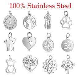 10pcs 316 Stainless Steel Double Heart Charm Sun Om Yoga Lotus Connector DIY Jewelry Making Charms Wholesale
