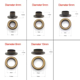 100sets Bronze Color Pure Brass Material 4mm/5mm/6mm/8mm/10mm Grommet Eyelet With Washer Fit Leather Craft Shoes Belt Cap