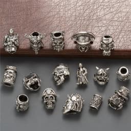YEYULIN 1pcs Skull Helmet Viking Rune Big Hole Beads Hair Braid Dreadlock Beard Bead Pendant DIY Necklace For Jewelry Accessory
