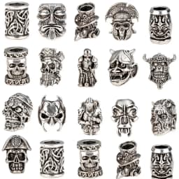 YEYULIN 1pcs Skull Helmet Viking Rune Big Hole Beads Hair Braid Dreadlock Beard Bead Pendant DIY Necklace For Jewelry Accessory