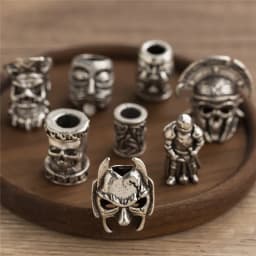 YEYULIN 1pcs Skull Helmet Viking Rune Big Hole Beads Hair Braid Dreadlock Beard Bead Pendant DIY Necklace For Jewelry Accessory