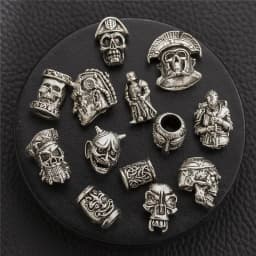 YEYULIN 1pcs Skull Helmet Viking Rune Big Hole Beads Hair Braid Dreadlock Beard Bead Pendant DIY Necklace For Jewelry Accessory