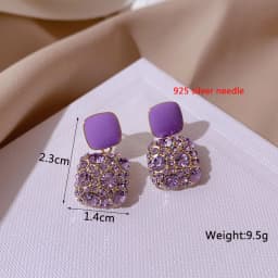 Purple Color Women Dangle Earrings Small Round Unusual Earrings Fashion Flower Butterfly Hanging Earrings Pendientes Mujer