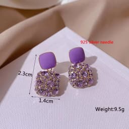 Purple Color Women Dangle Earrings Small Round Unusual Earrings Fashion Flower Butterfly Hanging Earrings Pendientes Mujer