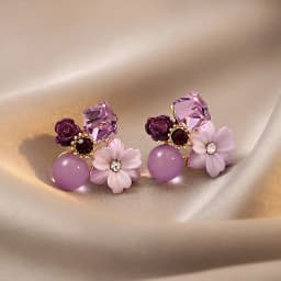 Purple Color Women Dangle Earrings Small Round Unusual Earrings Fashion Flower Butterfly Hanging Earrings Pendientes Mujer