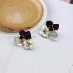 Purple Color Women Dangle Earrings Small Round Unusual Earrings Fashion Flower Butterfly Hanging Earrings Pendientes Mujer