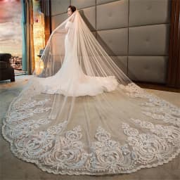 4m Luxury One Layer Wedding Veil Cathedral Veil Tulle Bridal Veil With Comb Ivory White Veil Wedding Accessories Customized Veil