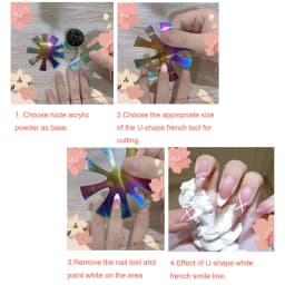 French Cutter for Nails Stainless Steel Edge Trimmer Templates C V Shape French Smile Cut Nail Art Acrylic Tool