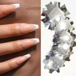 French Cutter for Nails Stainless Steel Edge Trimmer Templates C V Shape French Smile Cut Nail Art Acrylic Tool