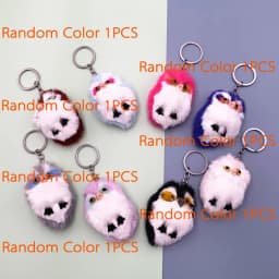 Cute Tiny Plush Faux Rabbit Fur Owl Women Girls Mini Animal Keychain On Bag Car Trinket Jewelry Party Toy Gift