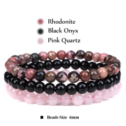 3Pcs/Set 4mm Natural Stone Bracelet Pink Quartzs Jaspers Rhodonite Beads Bracelets For Women Men Jewelry Gift Healing Energy