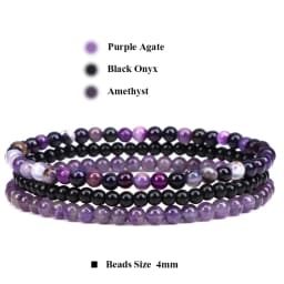 3Pcs/Set 4mm Natural Stone Bracelet Pink Quartzs Jaspers Rhodonite Beads Bracelets For Women Men Jewelry Gift Healing Energy