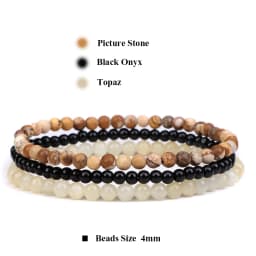 3Pcs/Set 4mm Natural Stone Bracelet Pink Quartzs Jaspers Rhodonite Beads Bracelets For Women Men Jewelry Gift Healing Energy