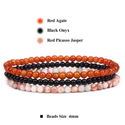 3Pcs/Set 4mm Natural Stone Bracelet Pink Quartzs Jaspers Rhodonite Beads Bracelets For Women Men Jewelry Gift Healing Energy